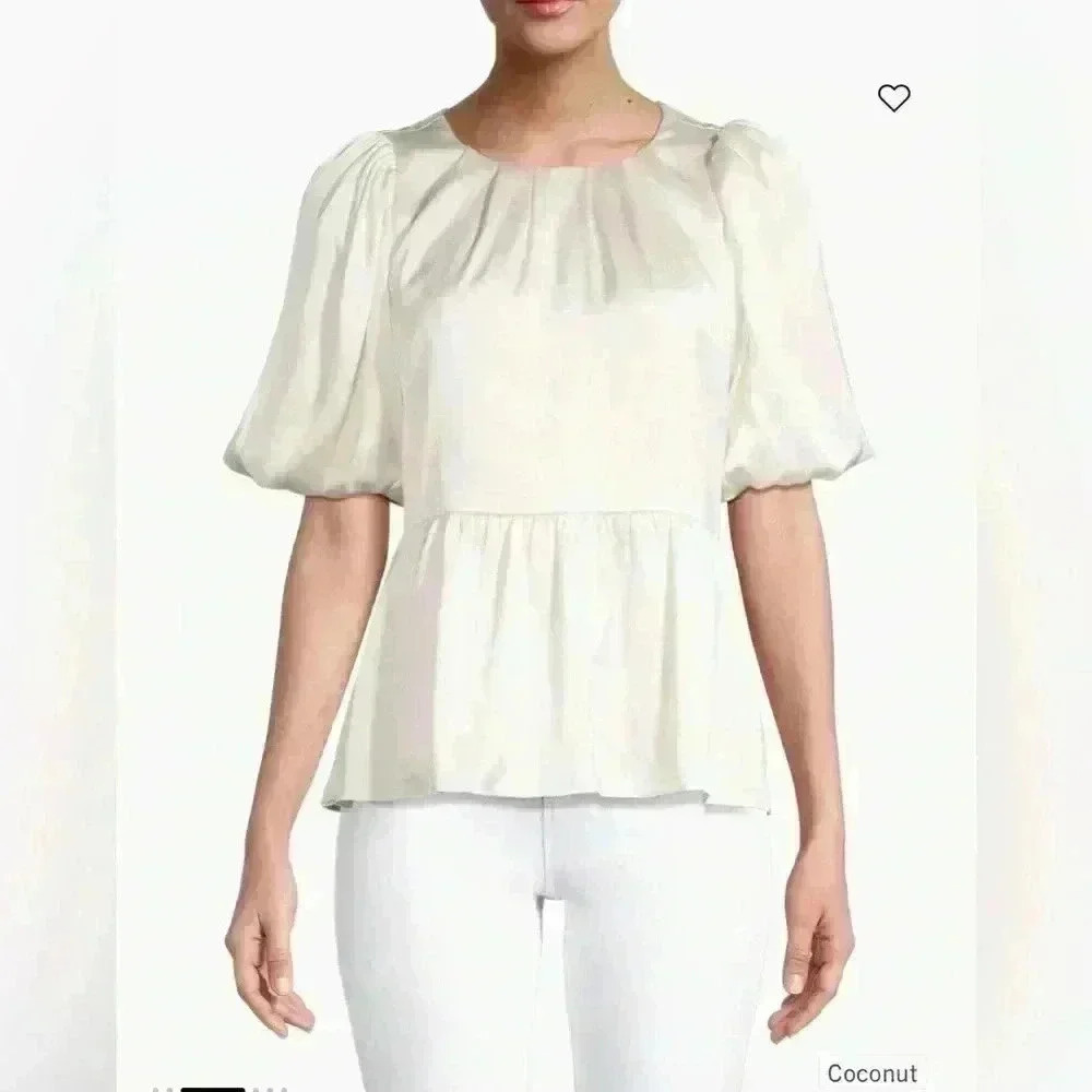 Lilly Pulitzer Women's Blakelynn Satin Peplum Top White Size 0